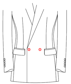 Double breasted 2-knoops, 1 knoop sluit