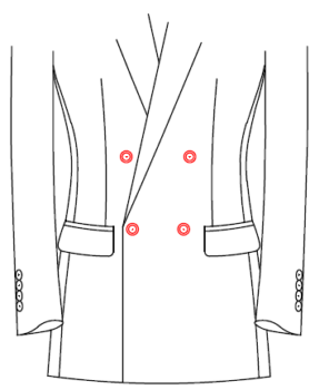 Double breasted 4-knoops, 1 knoop sluit