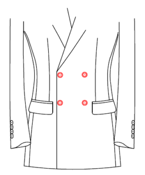 Double breasted 4-knoops, 2 knopen sluiten