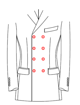 Double breasted 8-knoops, 4 knopen sluiten