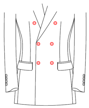 Double breasted trouwpak 6 knoops, 2 sluiten